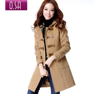 O.SA2011秋冬装新款女装韩版修身大码呢子大衣毛呢厚外套女D13152 \
