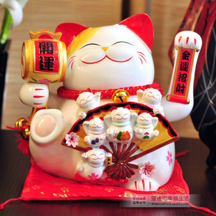 新年元旦疯抢 10寸开运招福摇手招财猫特大号工艺品摆设 包邮 \