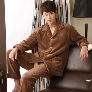 睦隆世家2011秋冬季新品男加厚保暖珊瑚绒睡衣家居服套装95400 \