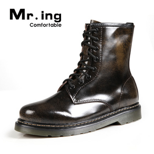 Mr.ing 马丁靴高帮皮鞋情侣真皮时尚潮流靴子 H185 \