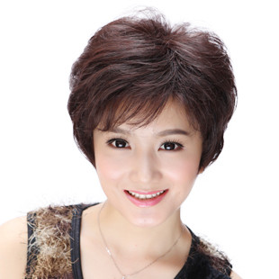 真发 发套 假发真发短发 真人假发 中老年假发 妈妈 女 女士假发 \