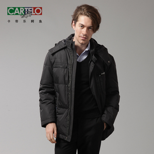 卡帝乐鳄鱼cartelo 男装专柜正品2011新款中长款商务羽绒服冬0631 \