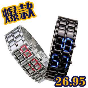 新春大促 卡克斯正品LED手表/韩版创意个性电子表/熔岩情侣对表 \