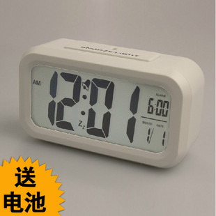 科舰 闹钟静音 超大屏幕LCD LED电子钟 光感应夜光钟 聪明钟 \