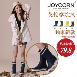 2012新款推荐JOYCORN正品英伦学院风简约优雅女士橡胶雨靴雨鞋 \