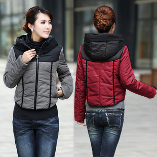 2012冬装新款正品牌女装时尚细格子连帽短棉衣棉服棉袄外套风笛版 \