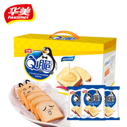 华美食品 Q脆1000g礼盒 零食特产曲奇饼干面包干特价蛋糕干包邮