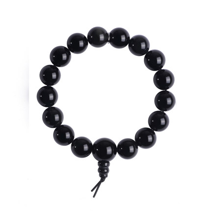 石头记正品 一往情深12mm 黑曜岩手链黑曜石手链男 204601051